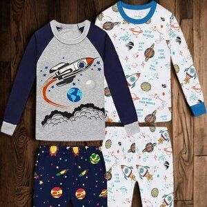 NEW : 2 Pair Space Pajama Set with Rocket Designs